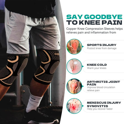 INDEEMAX Copper Knee Brace for Women Men 2 Pack