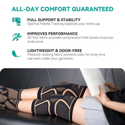 INDEEMAX Copper Knee Brace for Women Men 2 Pack